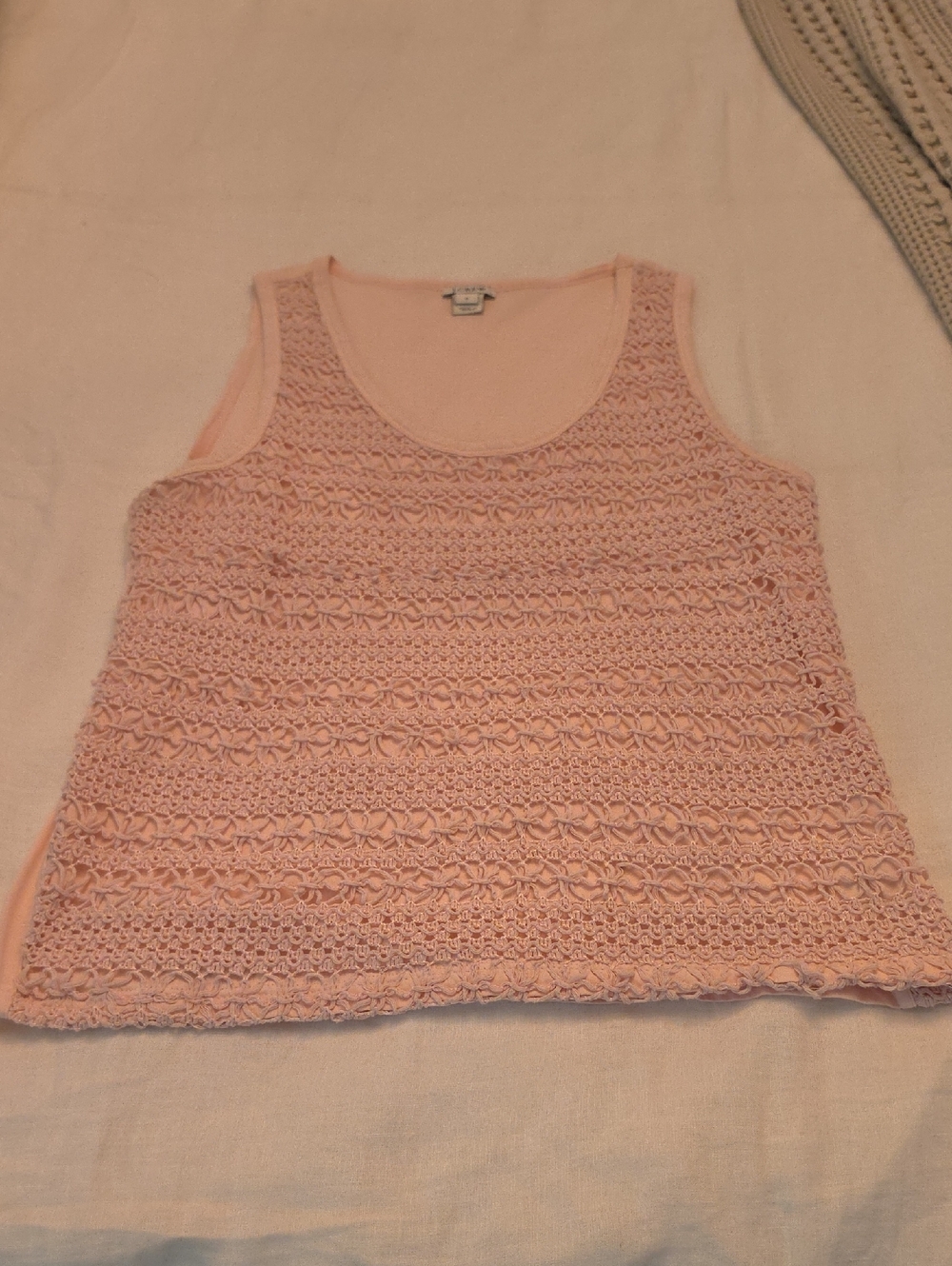 J. Crew Light Pink Crochet Front Scoop Tank